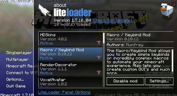 ���ҵ�����liteloader���ϰ�mod���ٷ���